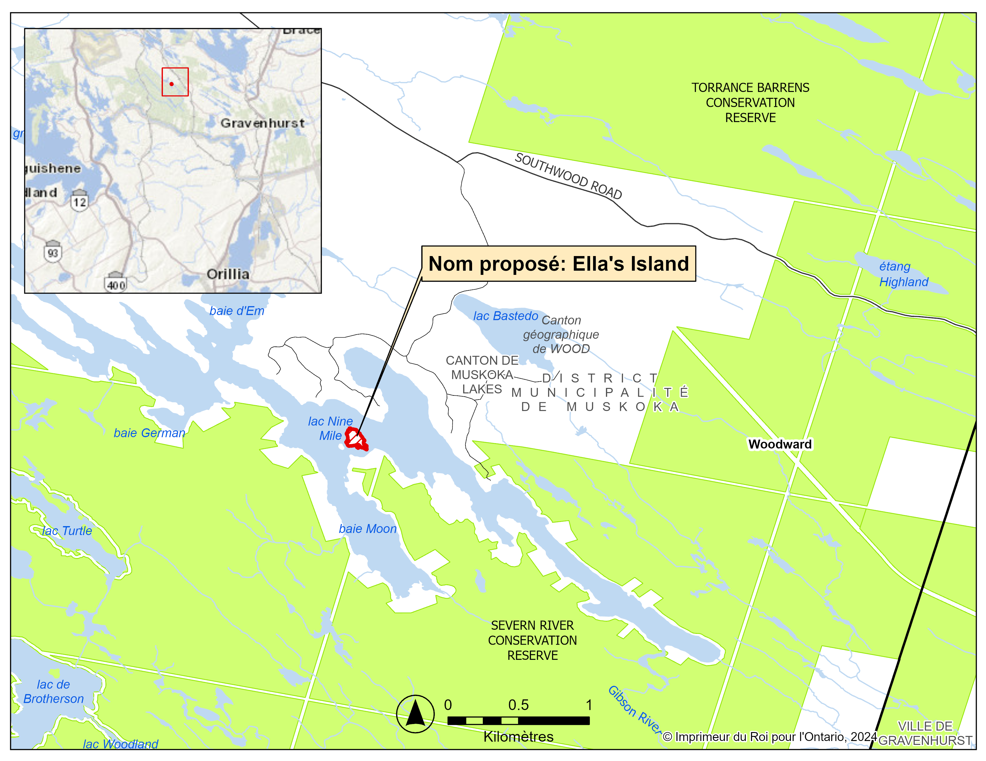 Emplacement de toponyme de Ella's Island