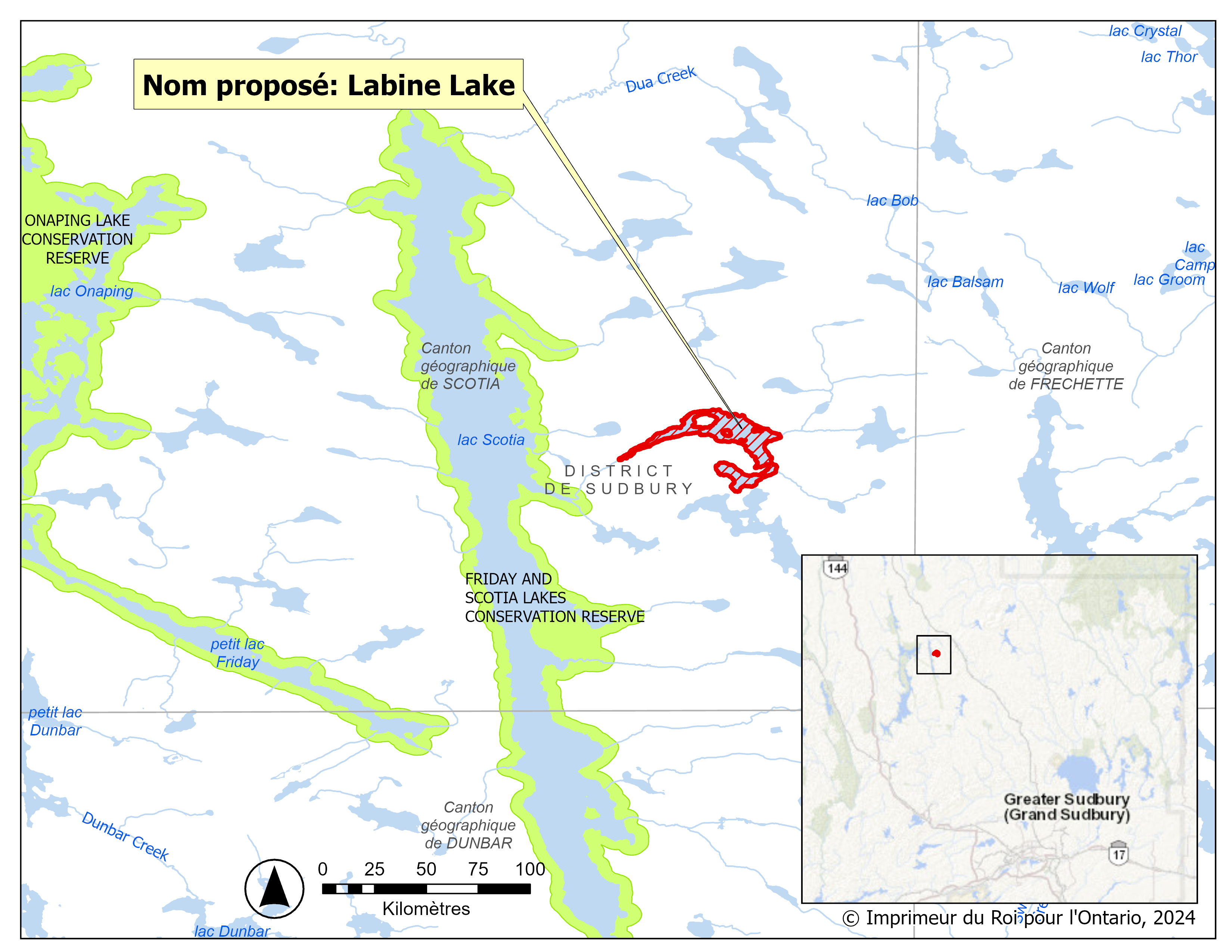 Emplacement de toponyme de Labine Lake