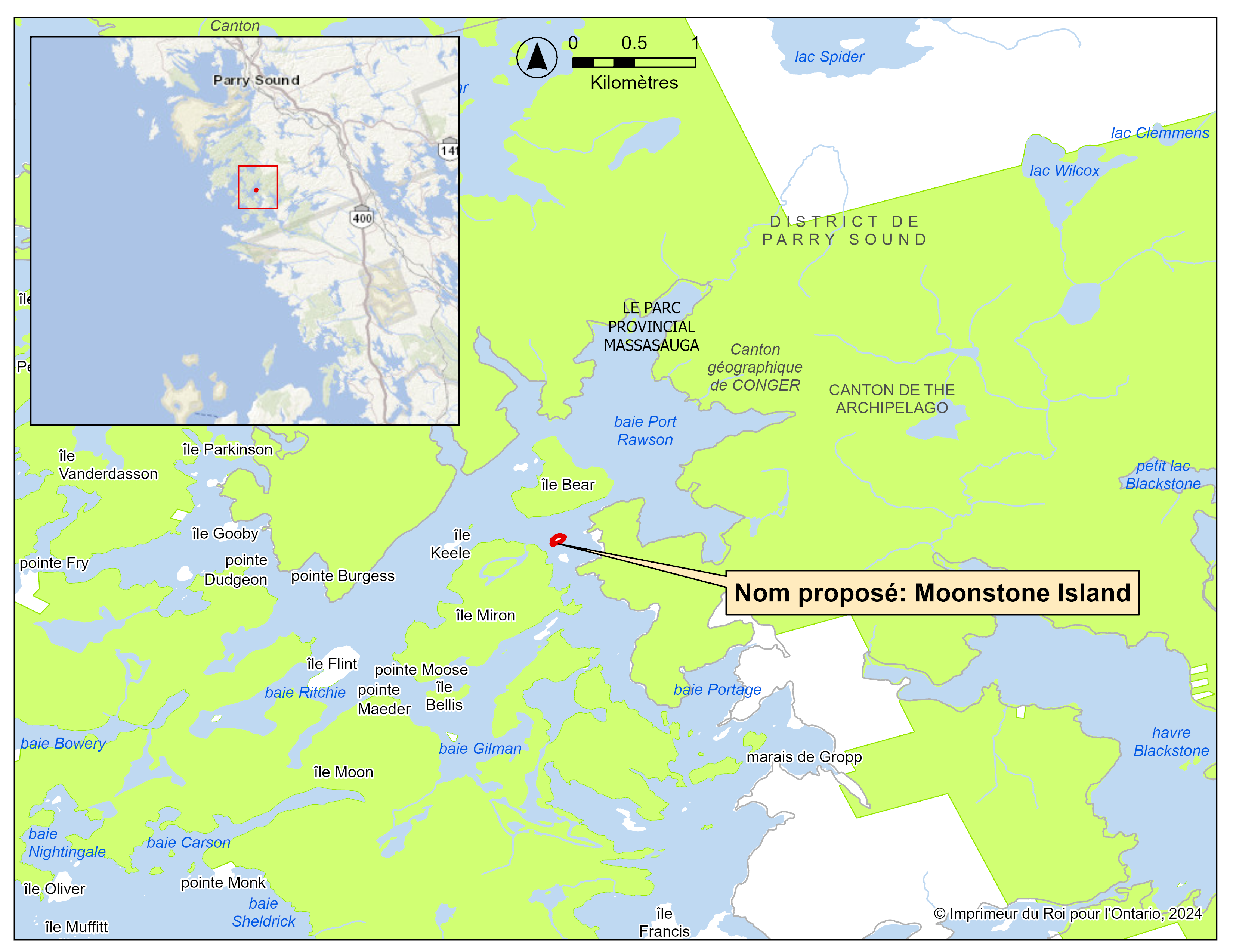 Emplacement de toponyme de Moonstone Island